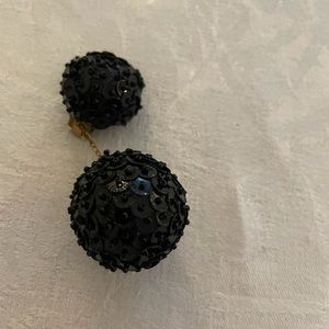 Two black sequined round balls earrings